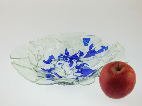 Upcycling Glas Schale hellblau